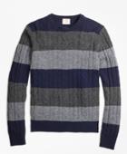 Brooks Brothers Men's Wide-stripe Cable Crewneck Sweater