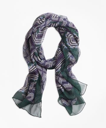 Brooks Brothers Geometric-print Silk Chiffon Oblong Scarf