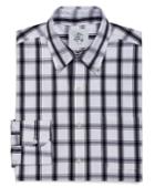Brooks Brothers Men's White And Navy Large Check Button-down Shirt