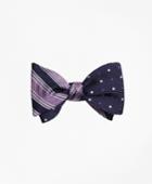 Brooks Brothers Men's Split Bb#1 Stripe With Alternating Dot Reversible Bow Tie