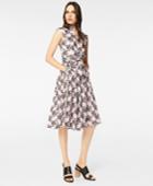 Brooks Brothers Women's Floral-embroidered Striped Cotton-silk Jacquard Dress
