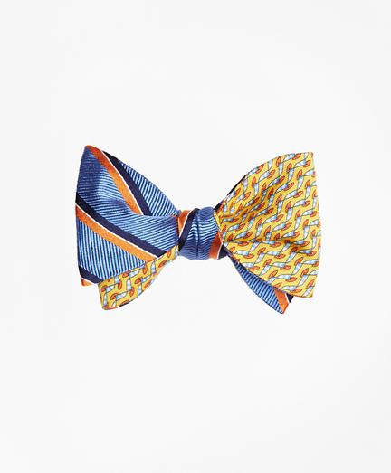 Brooks Brothers Exploded Herringbone Stripe With Windboard Print Reversible Bow Tie