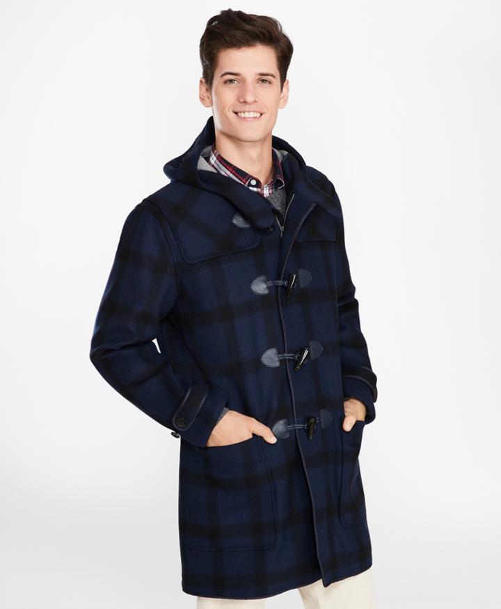 Brooks Brothers Men's Double-faced Wool-blend Plaid Duffle Coat