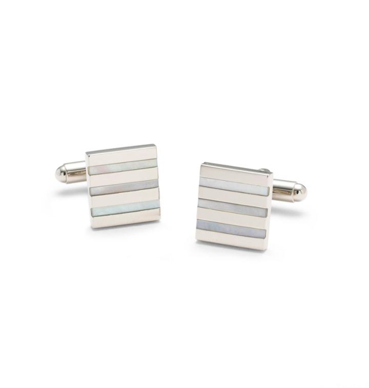Brooks Brothers Men's Square Mother-of-pearl Stripe Cuff Links