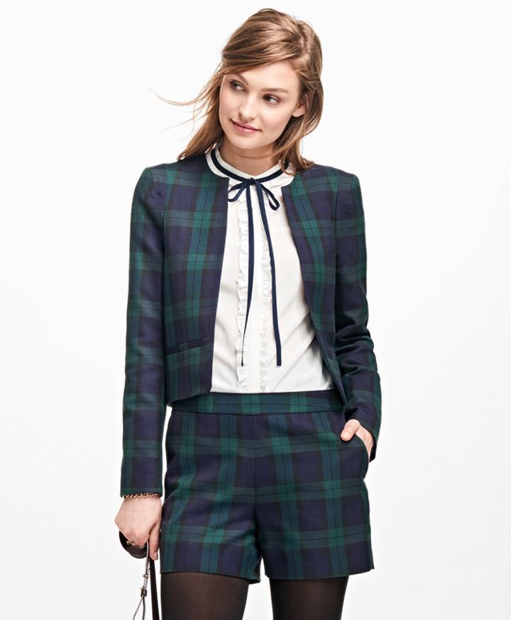 Brooks Brothers Women's Black Watch Jacquard Jacket