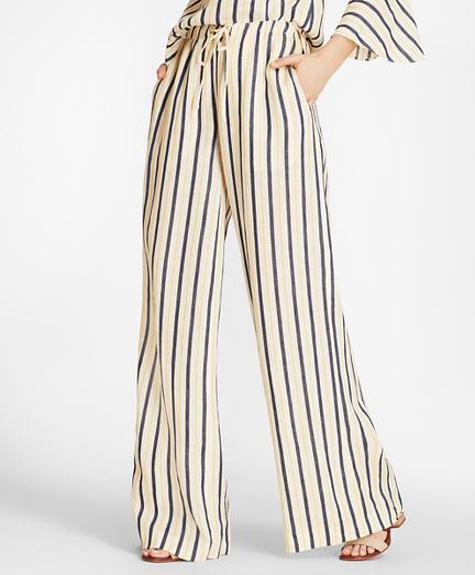 Brooks Brothers Striped Linen Palazzo Pants