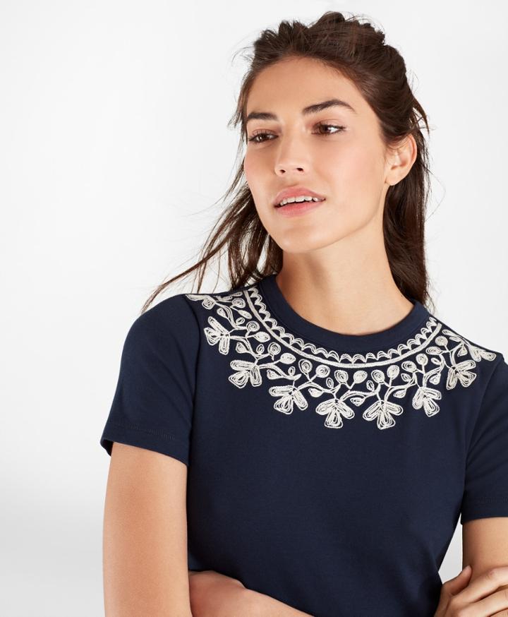 Brooks Brothers Women's Embroidered Cotton Interlock Jersey T-shirt