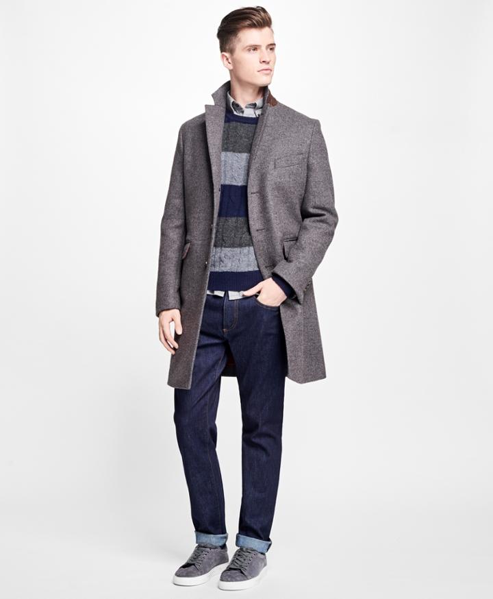 Brooks Brothers Men's Double-faced Wool-blend Topcoat