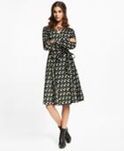 Brooks Brothers Women's Petite Snow Blossom-print Cotton Sateen Wrap Dress