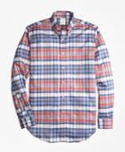 Brooks Brothers Men's Milano Fit Oxford Madras Plaid Sport Shirt