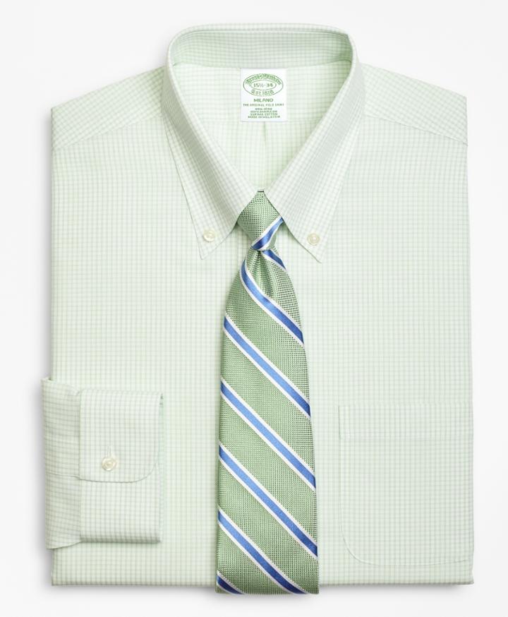 Brooks Brothers Extra Slim Fit Slim-fit Dress Shirt, Non-iron Double Mini-windowpane