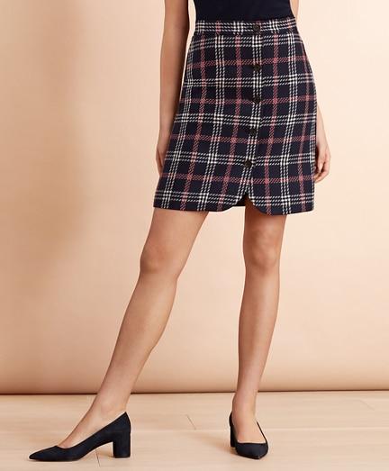Brooks Brothers Plaid Wool-blend Button-front Skirt
