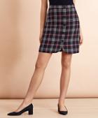 Brooks Brothers Plaid Wool-blend Button-front Skirt