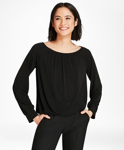 Brooks Brothers Ruched Jersey Blouson Top