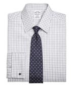 Brooks Brothers Men's Slim Fitted Dress Shirt, French Cuff Heathered Gingham