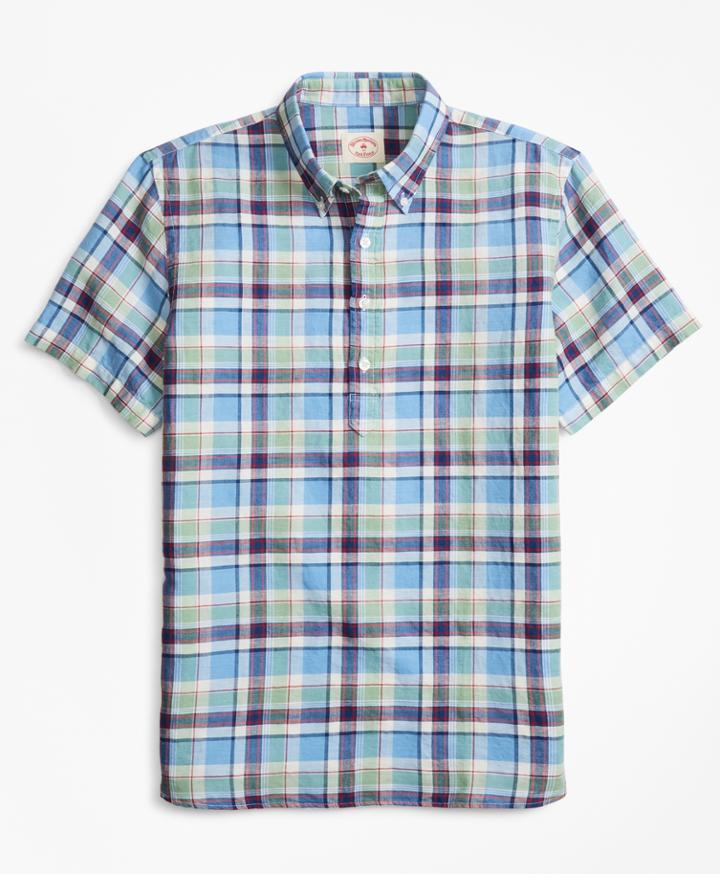 Brooks Brothers Men's Plaid Linen-blend Popover