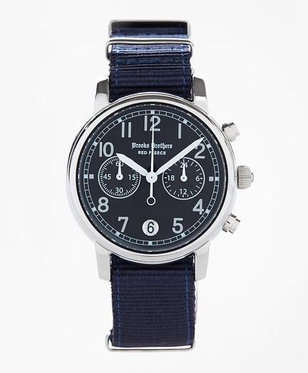 Brooks Brothers Round Navy Automatic Chronograph Watch With Nylon Straps