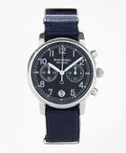 Brooks Brothers Round Navy Automatic Chronograph Watch With Nylon Straps