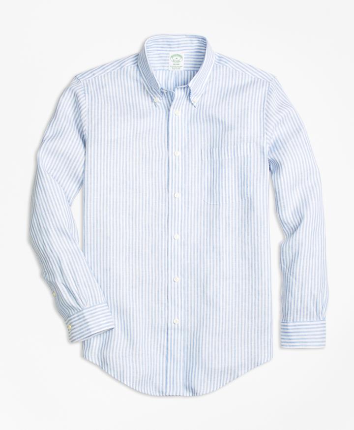 Brooks Brothers Men's Milano Fit Stripe Irish Linen Sport Shirt