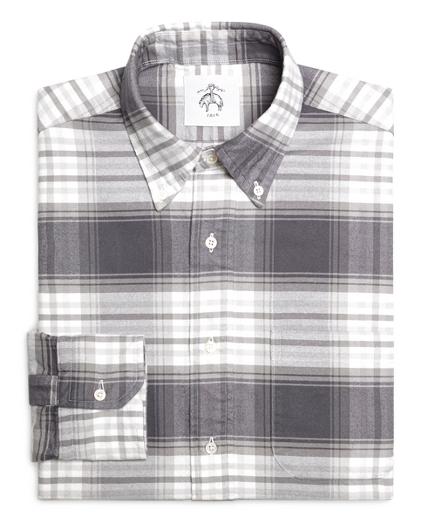 Brooks Brothers Grey And White Plaid Shirt