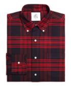 Brooks Brothers Navy And Red Plaid Button-down Shirt