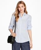 Brooks Brothers Floral-print Stretch Cotton Gingham Shirt