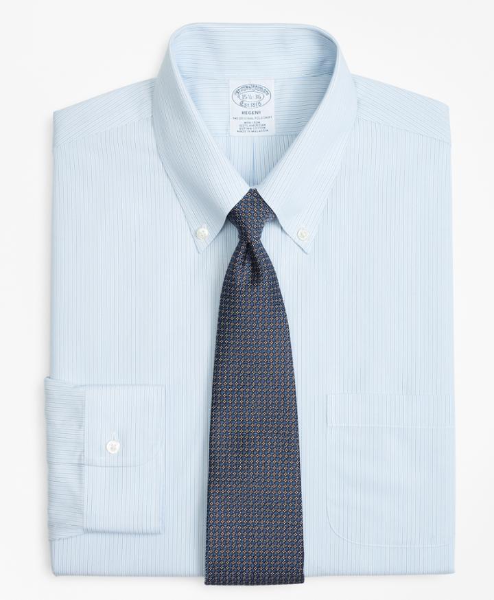 Brooks Brothers Men's Slim Fitted Dress Shirt, Non-iron Hairline Alternating Stripe