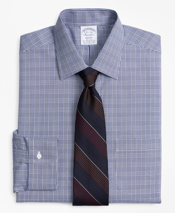 Brooks Brothers Men's Stretch Slim Fitted Dress Shirt, Non-iron Glen Plaid