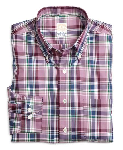 Brooks Brothers Golden Fleece Slim Fit Plaid Purple Sport Shirt