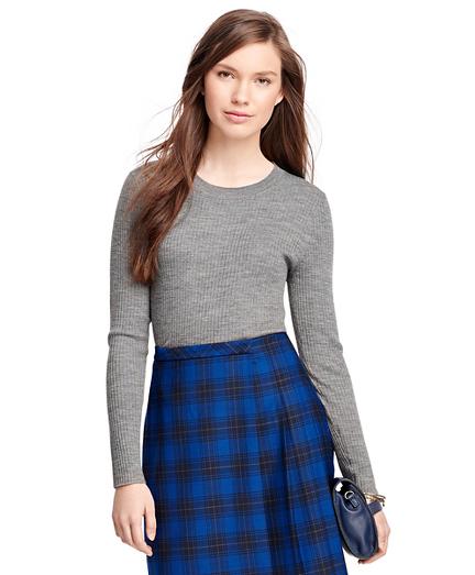 Brooks Brothers Merino Wool Ribbed Crewneck Sweater