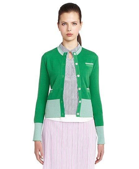 Brooks Brothers Green Pique Cardigan