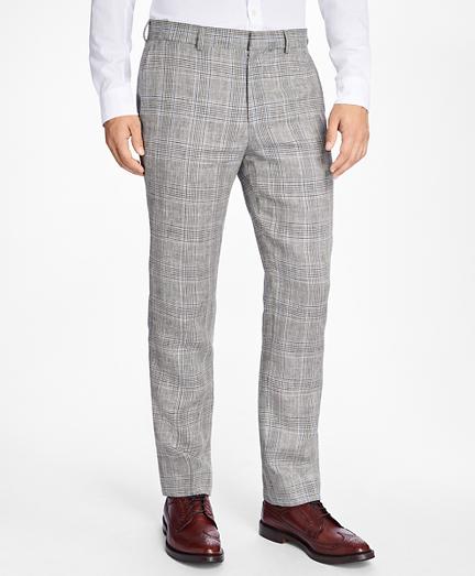 Brooks Brothers Slim-fit Plaid-houndstooth Linen Trousers