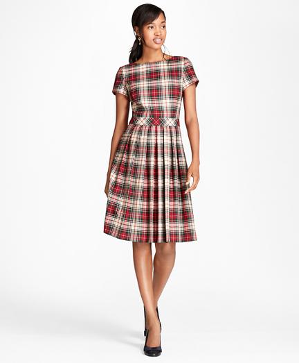 Brooks Brothers Pleated Tartan Wool Twill Dress