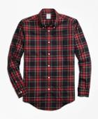 Brooks Brothers Non-iron Regent Fit Black Stewart Tartan Sport Shirt