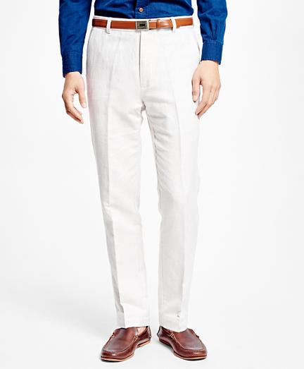 Brooks Brothers Clark Fit Linen And Cotton Herringbone Pants