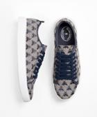 Brooks Brothers Leather-trimmed Logo Jacquard Sneakers