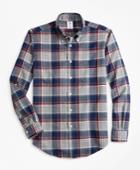 Brooks Brothers Men's Regent Fit Multi-plaid Indigo Flannel Sport Shirt