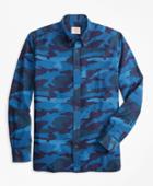 Brooks Brothers Men's Indigo-dyed Camo-print Chambray Sport Shirt