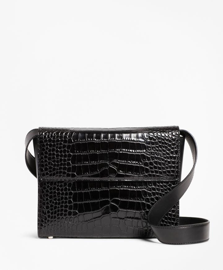 Brooks Brothers Women's Crocodile-embossed Leather Shoulder Bag