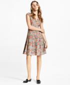 Brooks Brothers Women's Floral-embroidered Mini-houndstooth Cotton Dress