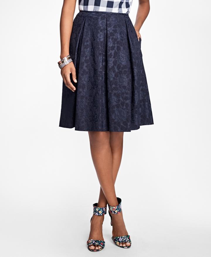 Brooks Brothers Women's Floral Jacquard Pleated Skirt