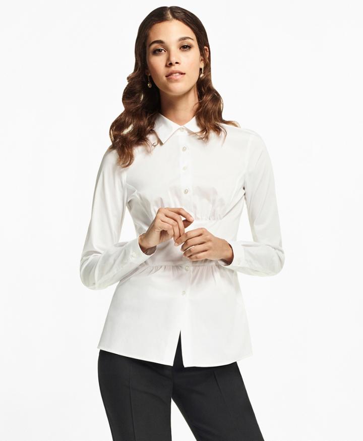 Brooks Brothers Women's Stretch Cotton Peplum Shirt