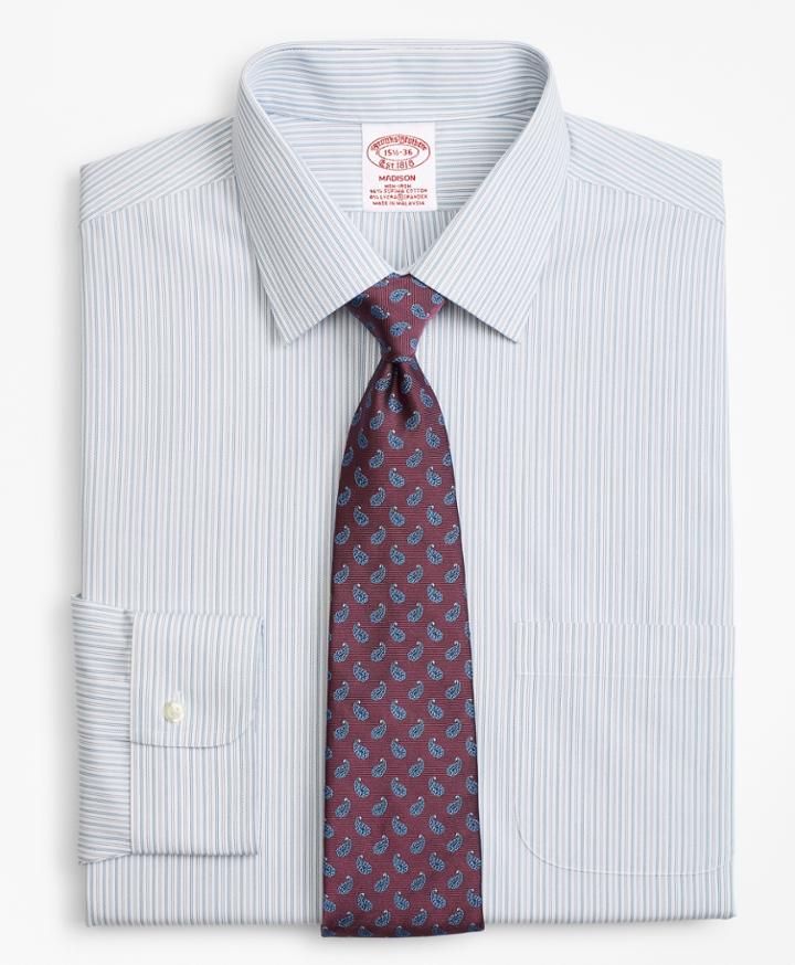 Brooks Brothers Men's Stretch Regular Fit Classic-fit Dress Shirt, Non-iron Alternating Framed Stripe