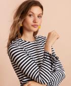 Brooks Brothers Women's Floral-embroidered Striped Long-sleeve T-shirt