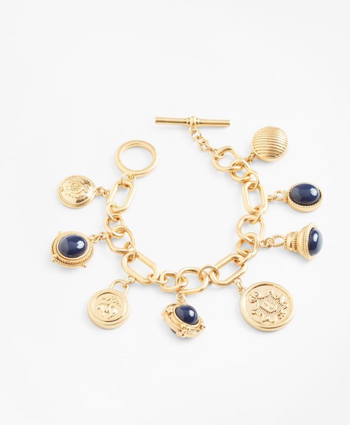 Brooks Brothers Women's Gold-plated Crest And Cabochon Charm Bracelet