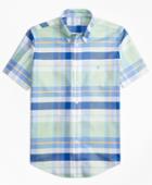 Brooks Brothers Men's Non-iron Regent Fit Brookscool Bold Plaid Short-sleeve Sport Shirt