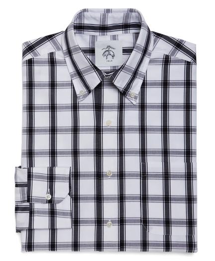 Brooks Brothers White And Navy Large Check Button-down Shirt