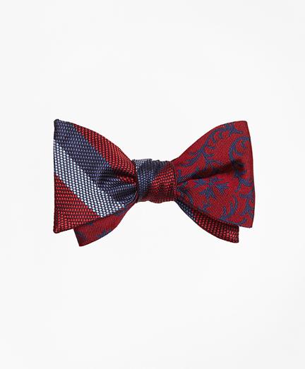 Brooks Brothers Dotted Herringbone Stripe With Vines Reversible Bow Tie