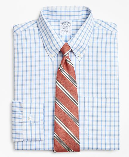 Brooks Brothers Stretch Regent Fitted Dress Shirt, Non-iron Outline Windowpane