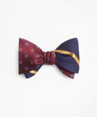 Brooks Brothers Textured Bar Stripe With Two-tone Flower Reversible Bow Tie